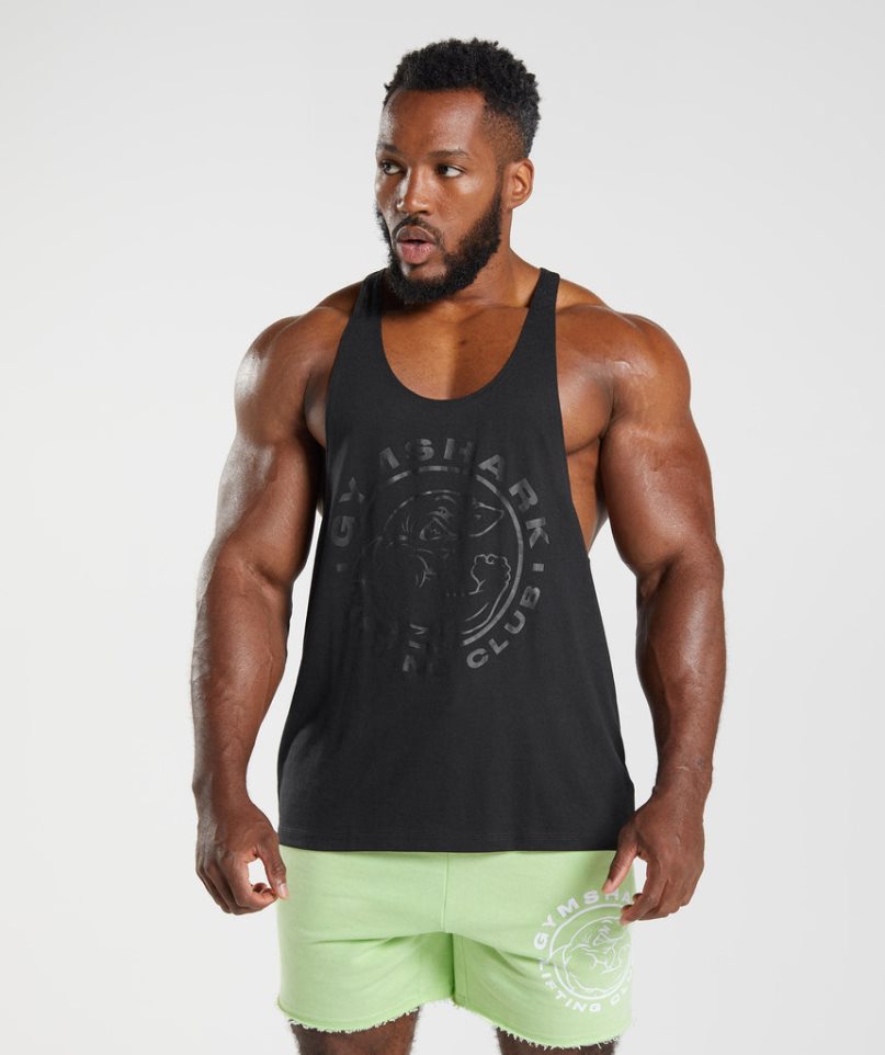 Podkoszulki Gymshark Legacy Stringer Męskie Czarne | PL 489CTN